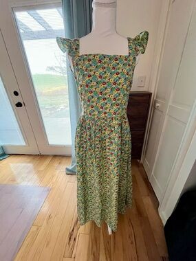 Influence Floral Midi Dress Womens US 12 Green Ditsy Cottagecore 100% cotton